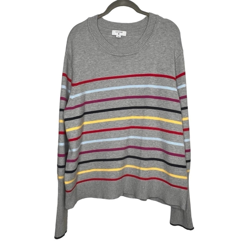 Target x La Ligne Womens Crew Neck Sweater Gray Multicolor Striped Plus Size 1X